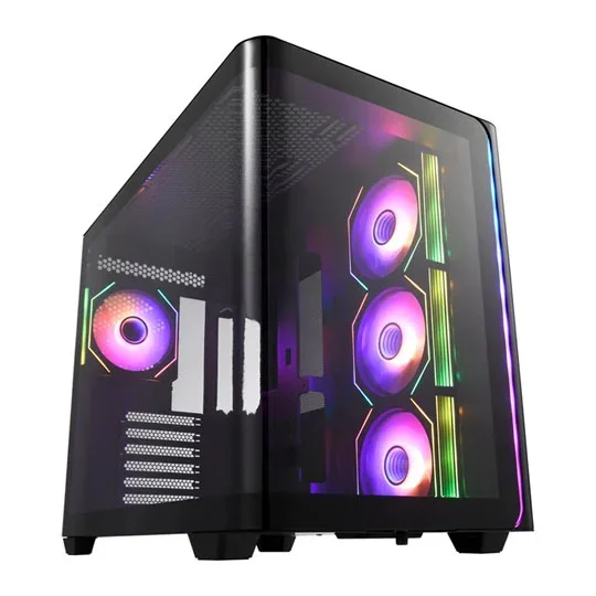 FSP M580 ARGB Dual Chamber Mid Tower Tempered Glass Compact Gaming Case with 4x120mm ARGB Fans Black, image 1 of 1