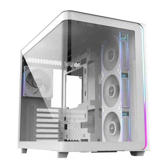 FSP M580PLUS ARGB Dual Chamber Mid Tower Tempered Glass PC Gaming Case with 4x 120mm ARGB Fans White, image 1 of 1