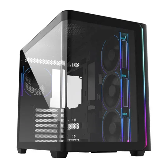 FSP M580PLUS Case Black Dual Chamber Mid Tower TG Gaming Case inc 4x 120mm ARGB Fan's ATX/BTF, image 1 of 1