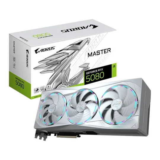 Gigabyte AORUS GeForce RTX 5080 MASTER ICE 16G GDDR7 Graphics Card - White - GV-N5080AORUSM ICE-16GD, image 1 of 1
