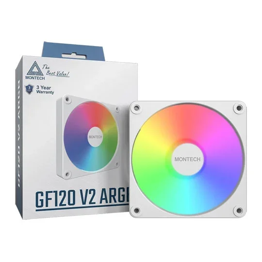 Montech GF120 V2 ARGB PWM 120mm Fan White, image 1 of 1