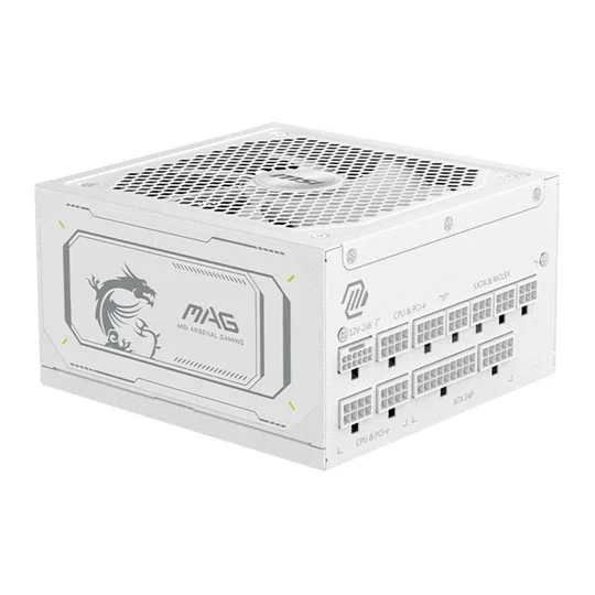 MSI MAG A1000GL PCIE5 ATX 3.1 PCIe 5.1 80+ Cybenetics Gold Fully Modular Power Supply - White, image 1 of 1