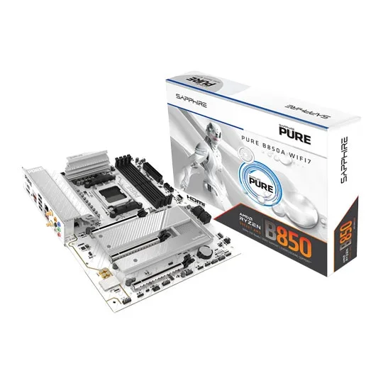 Sapphire PURE B850A AM5 DDR5 PCIe 5.0 ATX Motherboard, image 1 of 1