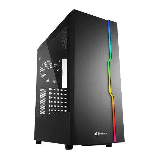 Sharkoon RGB Slider White Mid Tower Tempered Glass PC Gaming Case, image 1 of 1