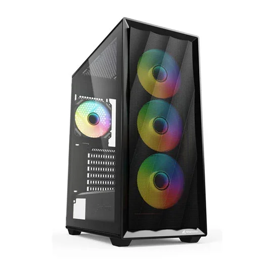 Sharkoon VK4 ARGB Black Mid Tower Tempered Glass Case inc 4x ARGB Fans, image 1 of 1