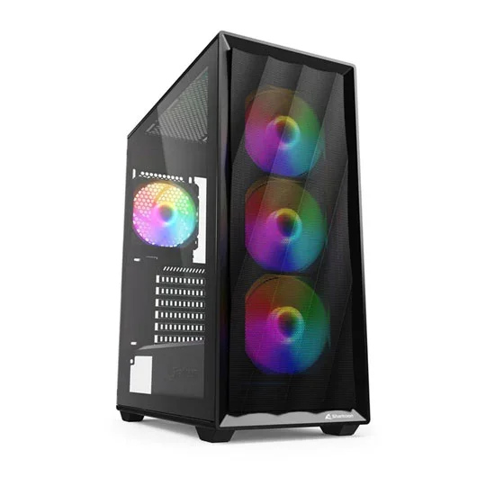 Sharkoon VK4 Rainbow RGB Black Mid Tower Tempered Glass Chassis, image 1 of 1