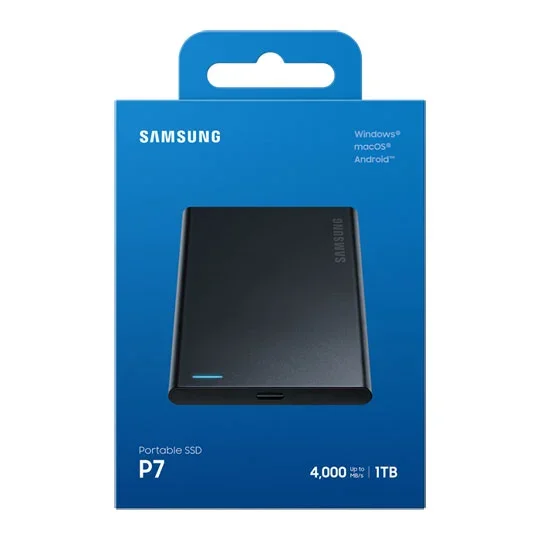 Samsung P7 1TB USB4 Black Portable External SSD, image 1 of 1