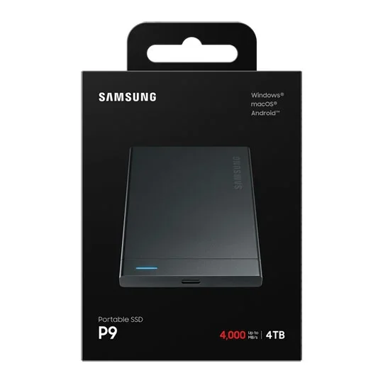 Samsung P9 4TB USB4 Black Portable External SSD, image 1 of 1