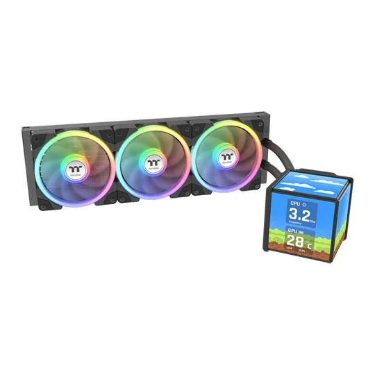 Thermaltake MINECUBE 360 Black All-in-One CPU Cooler with Quad-LCD + SWAFAN EX12 ARGB, image 1 of 1
