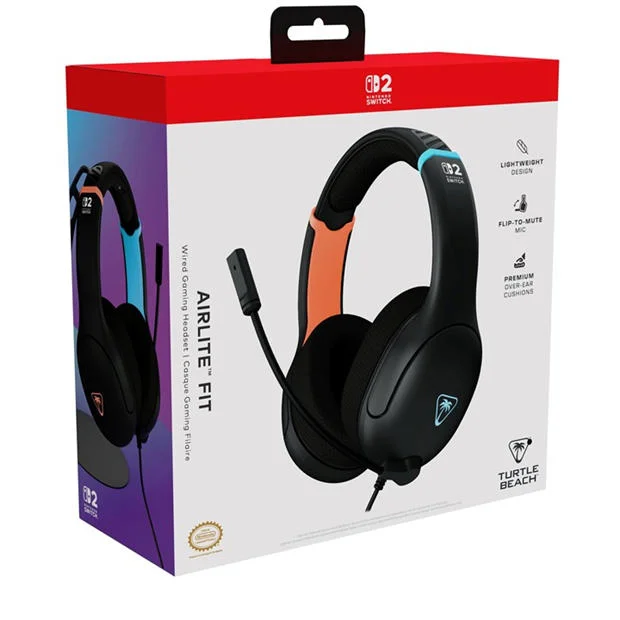 Turtle Beach NS2 Turtle Beach Airlite Fit Wired Gaming Headset – Charcoal Blackfor Nintendo Switch 2, image 1 of 1