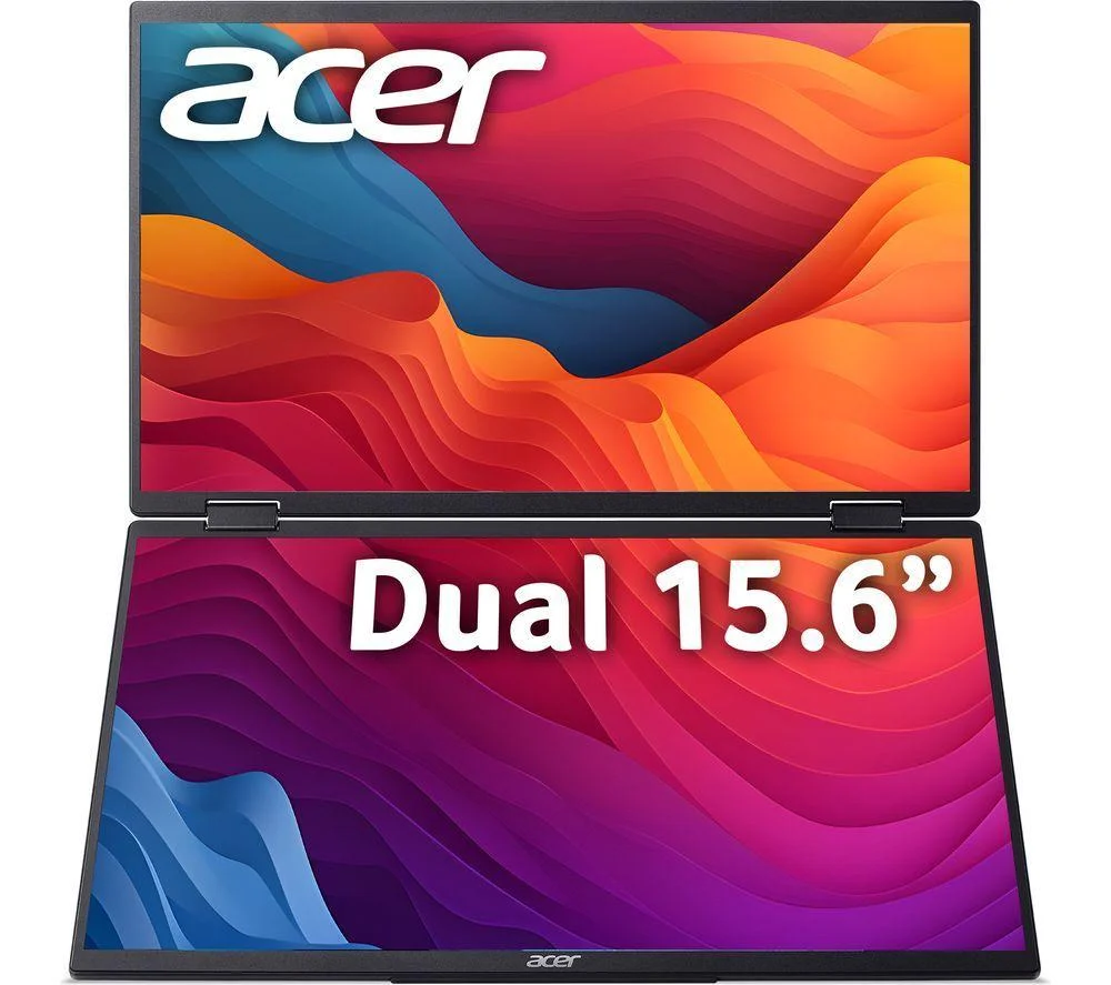 ACER PD163Q Dual Full HD 15.6" IPS LCD Portable Monitor - Silver, Silver/Grey, image 1 of 1