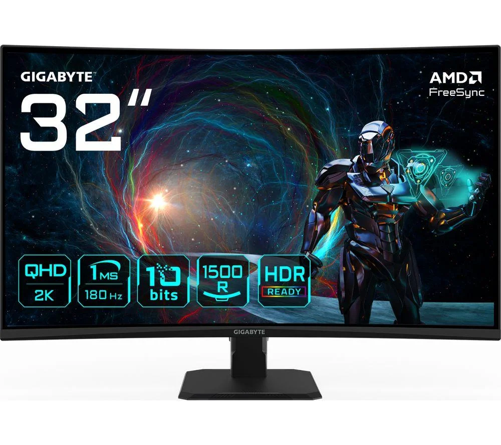 GIGABYTE GS32QCA Quad HD 31.5" Curved VA LCD Gaming Monitor - Black, image 1 of 1