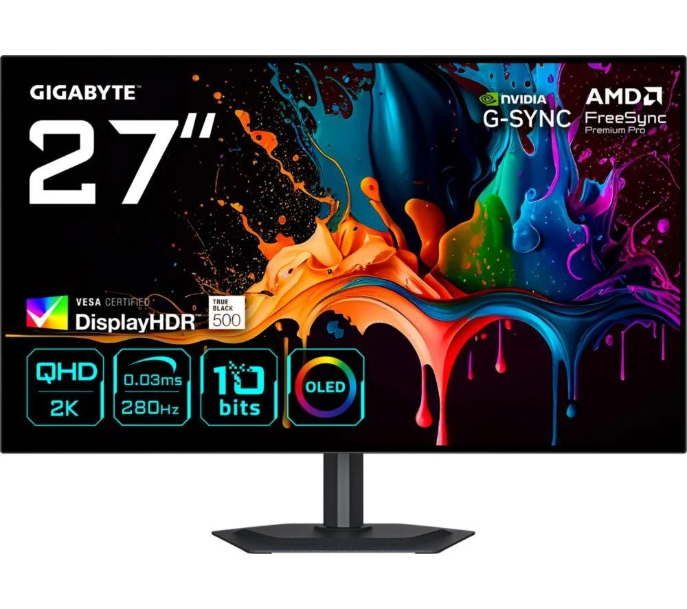 GIGABYTE MO27Q28G Quad HD 26.5" W-OLED Gaming Monitor - Black, image 1 of 1