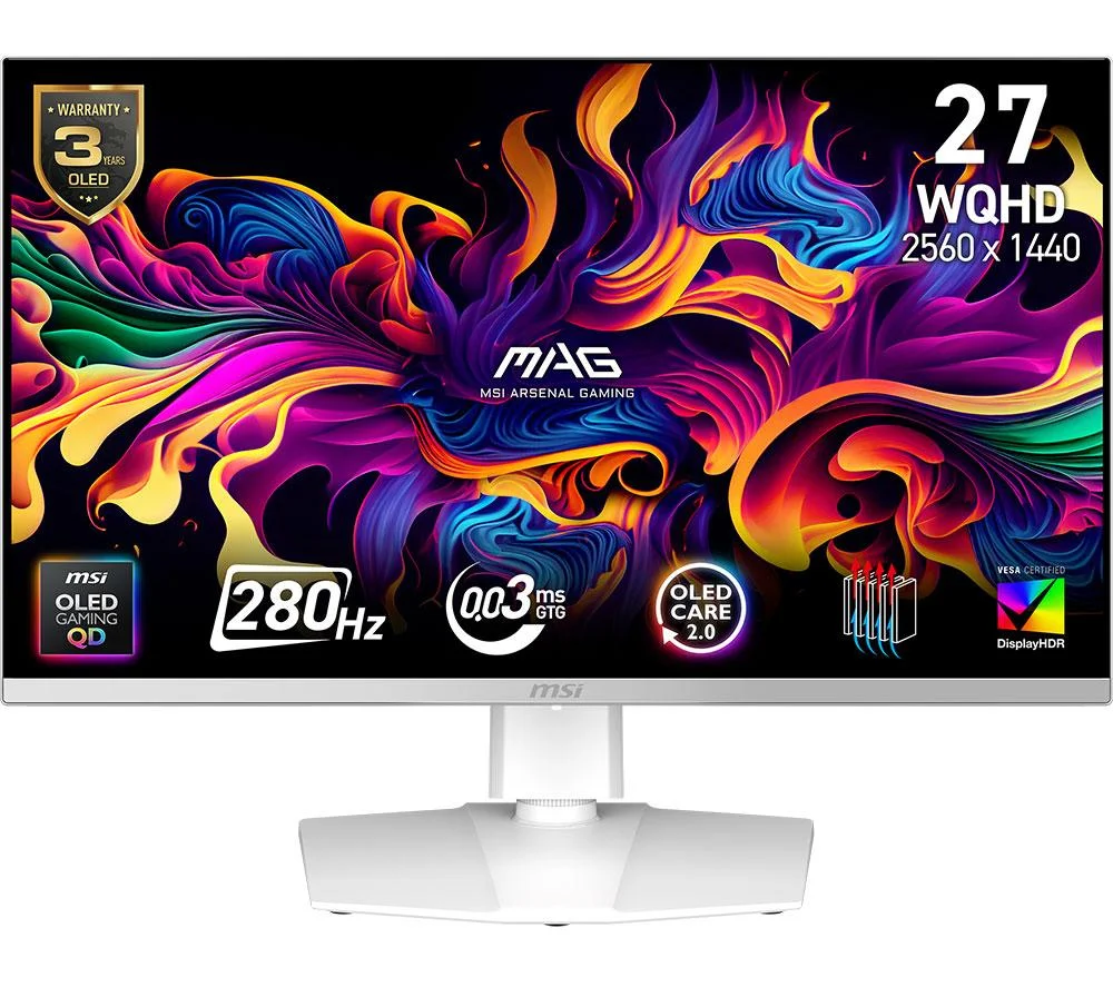 MSI MAG 272QPW X28 Quad HD 26.5" QD-OLED Gaming Monitor - White, image 1 of 1