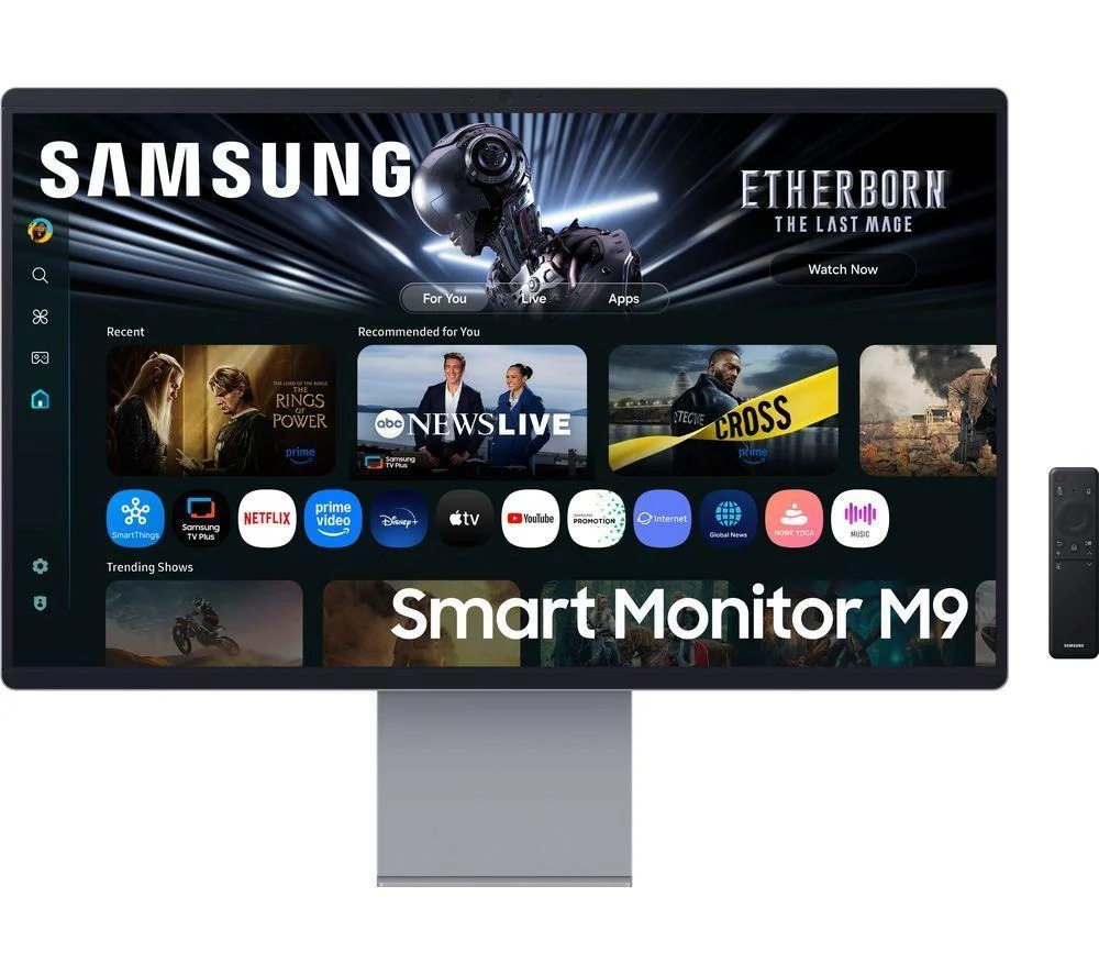 SAMSUNG M9 (M90SF) 32" OLED 4K AI Smart Monitor with Speakers & Remote - LS32FM902SUXXU, Silver/Grey, image 1 of 1