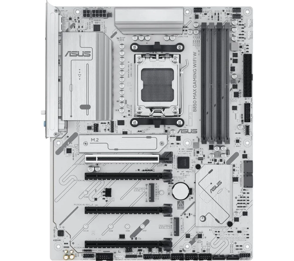 ASUS B850 MAX GAMING WIFI W AMD RYZEN DDR5 WIFI 6E ATX Motherboard - Socket AM5 - White - 90MB1M10-M0EAY0, image 1 of 1
