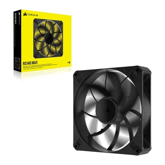 Corsair RS MAX PWM Thick 140mm High Static Pressure Fan - Single Pack - Black - CO-9050174-WW, image 1 of 1