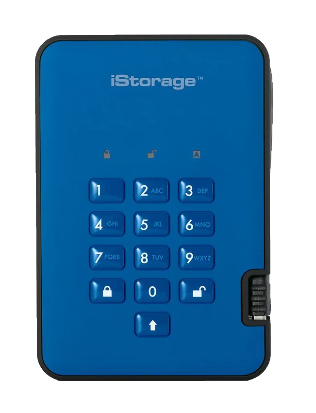 iStorage diskAshur2 256-bit (5TB) External Hard Drive (Blue), image 1 of 1