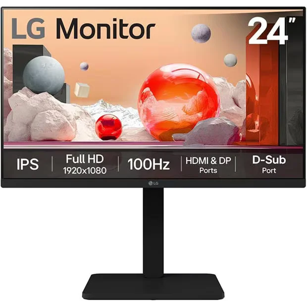 LG Monitor 24BA450 24 Inch FHD 1080p 100Hz 5ms Response Time IPS Panel, image 1 of 1