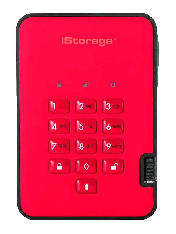 iStorage diskAshur2 256-bit (4TB) External Hard Drive (Red), image 1 of 1