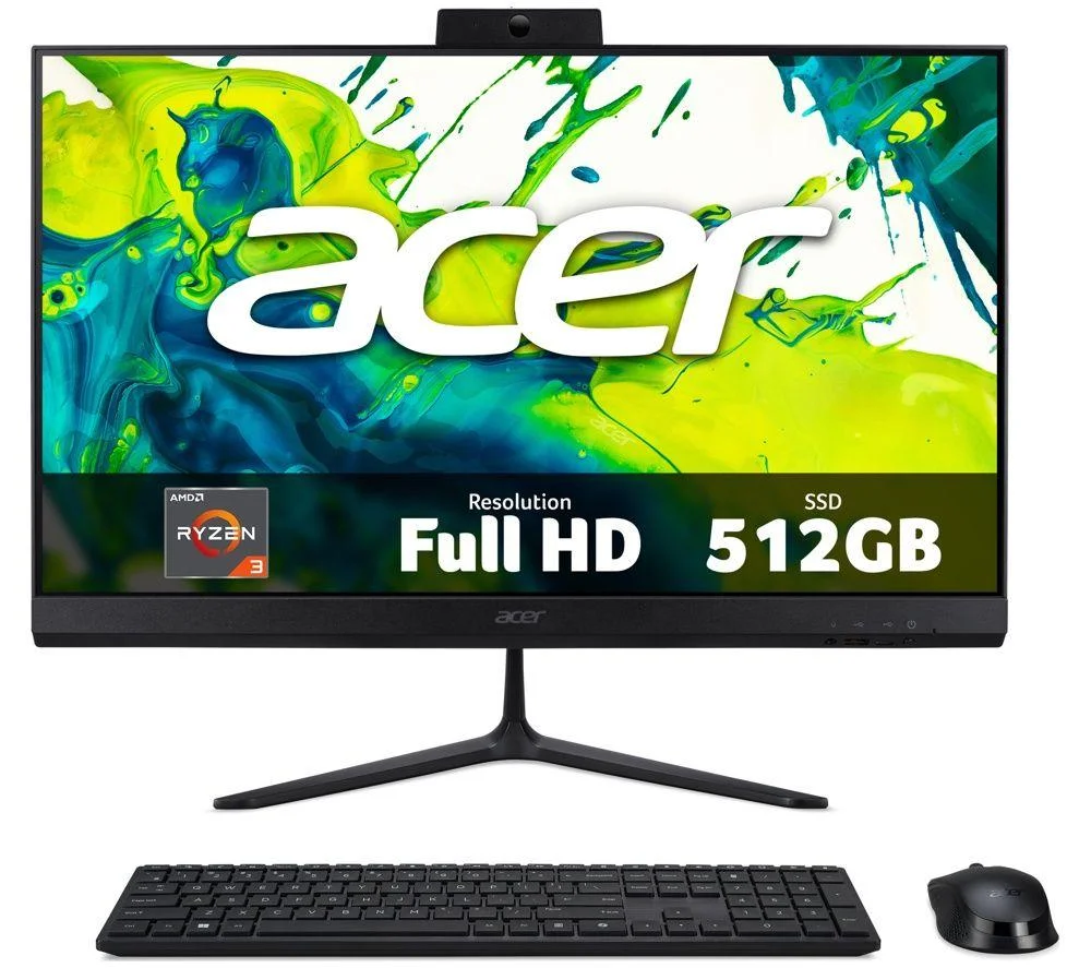 ACER Aspire C24-B 24" All-in-One PC - AMD Ryzen 3, 512 GB SSD, Black, image 1 of 1