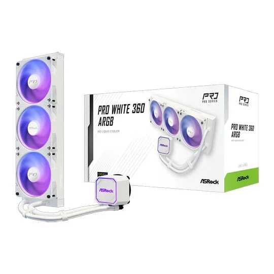 ASRock Pro White 360 ARGB All in One Liquid CPU Cooler, image 1 of 1