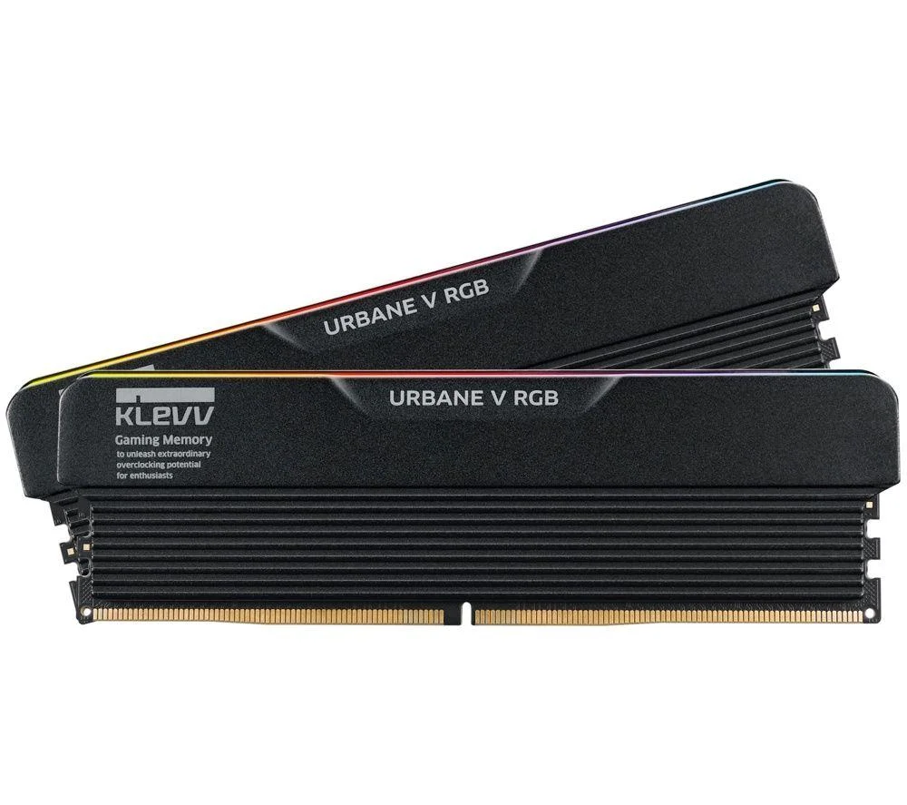 KLEVV URBANE V RGB 32GB (2 x 16GB) DDR5 6000MT/s CL28 Desktop Memory Kit - Black - KD5AGUA80-60B280V, image 1 of 1