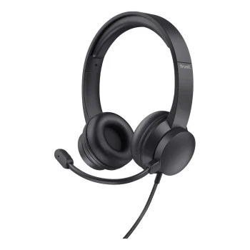 Trust HS-201 USB PC Wired On-Ear Stereo Headset - Black, image 1 of 1