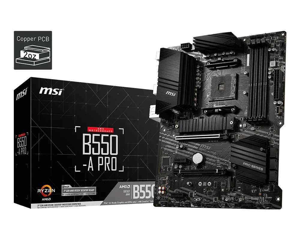 MSI B550-A PRO AMD Ryzen B550 ATX DDR4 Motherboard - Socket AM4, image 1 of 1