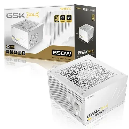Antec GSK850 V2 850W 80+ Gold Fully Modular ATX 3.1 PCIe 5.1 Power Supply - White, image 1 of 1