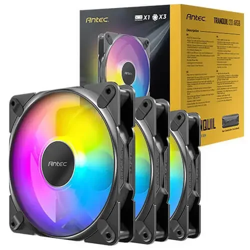 Antec Tranquil 120 ARGB 120mm ARGB PWM Case Fan Triple Pack - Black, image 1 of 1