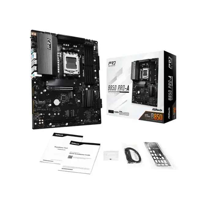 ASRock B850 Pro-A AMD Ryzen AM5 DDR5 ATX Motherboard - 90-MXBQM-A0UAYZ, image 1 of 1