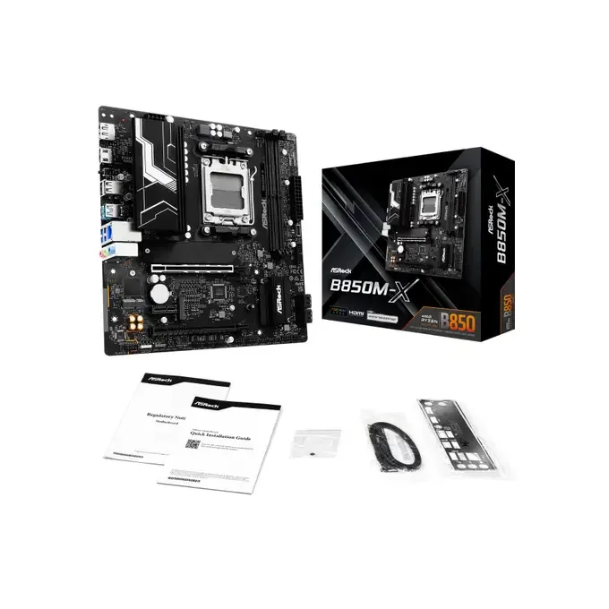 ASRock B850M-X AMD Ryzen AM5 DDR5 mATX Motherboard - 90-MXBR1-A0UAYZ, image 1 of 1