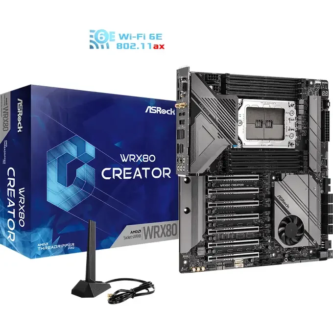 Asrock WRX80 CREATOR R2.0 EATX Quad Channel DDR4 Wifi 6E EATX Threadripper Motherboard - WRX80 CREATOR R2.0, image 1 of 1