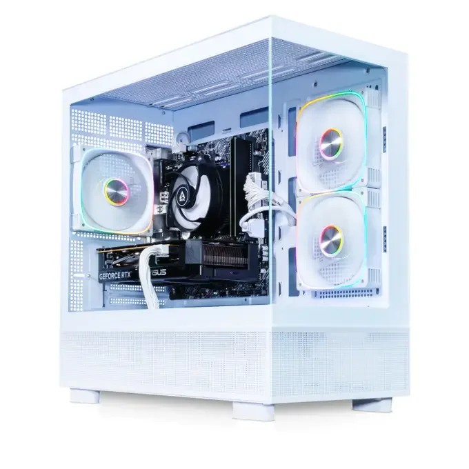 AWD-IT 3D Glass Ryzen 5 5500 NVIDIA GeForce RTX 5060 8GB White Gaming PC, image 1 of 1