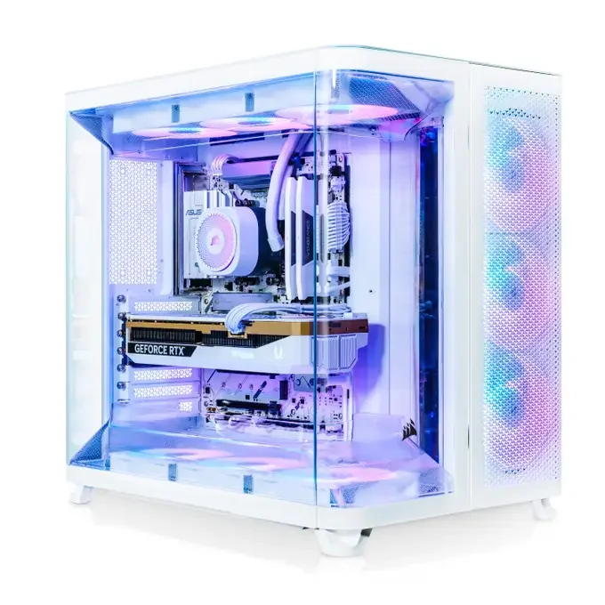 AWD-IT Corsair iCUE Air 5400 RGB Intel Ultra 9 285K Nvidia RTX 5090 32GB White AI Desktop PC for Gaming, image 1 of 1