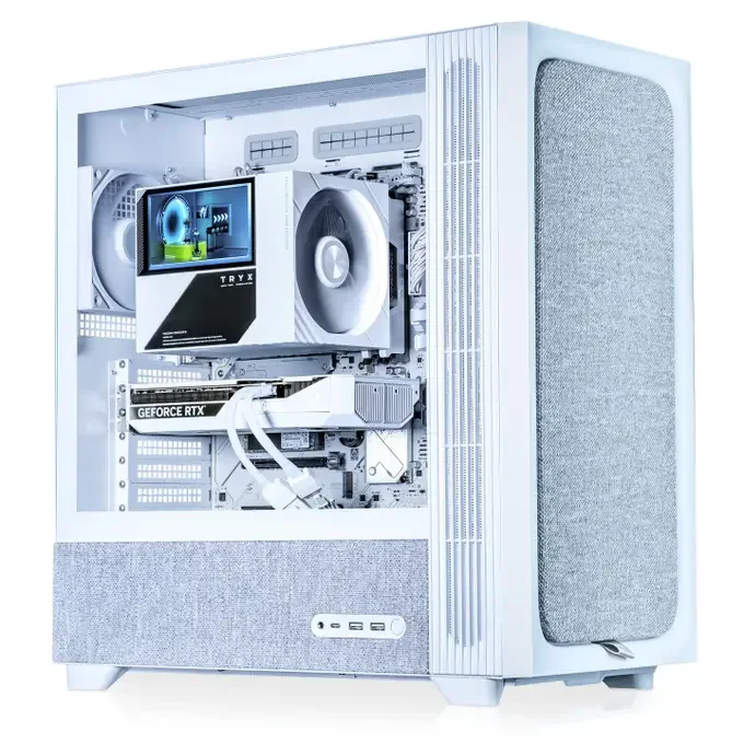 AWD-IT TRYX Flova F50 White AMD Ryzen 5 9600X RTX 5070 AI Desktop PC for Gaming, image 1 of 1