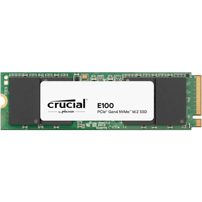 Crucial E100 480GB PCIe Gen4 2280 NVMe M.2 SSD Read 4700MB/s, Write 2500MB/s - Tray Bulk - CT480E100SSD8-T, image 1 of 1