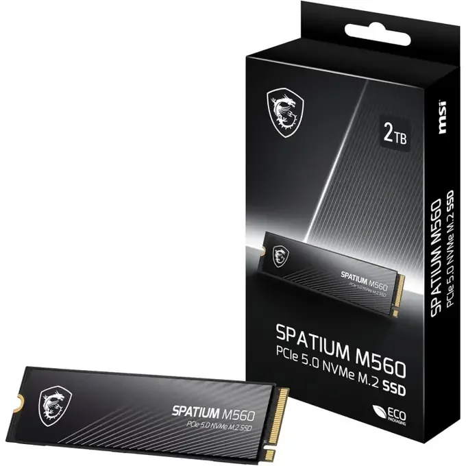MSI Spatium M560 2TB Gen5 PCIe 5.0 NVMe M.2 SSD – Read 10,200 MB/s Write 8,400 MB/s High-Performance 3D NAND Storage - S78-440Q940-P83, image 1 of 1