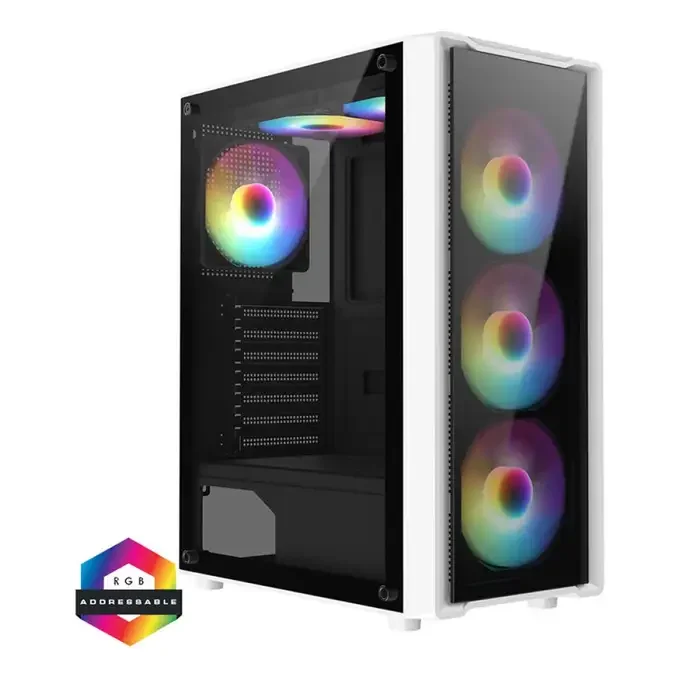 CiT Blade White Tempered Glass ATX Gaming Case with 6 x Inner-Ring ARGB Fans and 6-Port Hub - CIT-BLADE-W, image 1 of 1