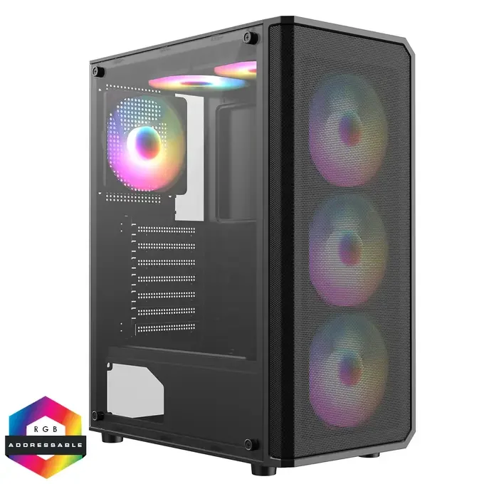 CiT Delta ATX ARGB Mesh Tempered Glass Gaming Case - Black, image 1 of 1