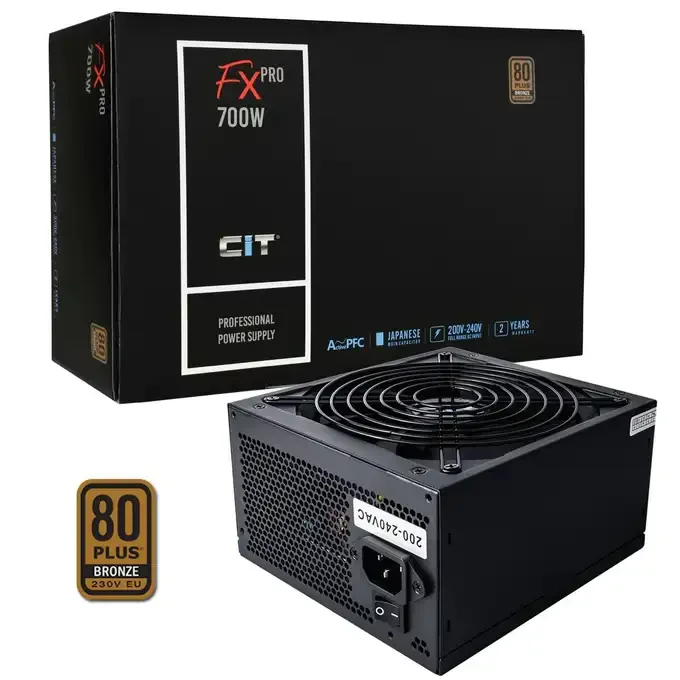 CiT FX Pro V2 700W Power Supply Non Modular 80 Plus Bronze PSU Black, image 1 of 1