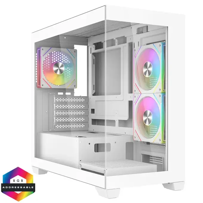 CIT Mercury MATX ARGB Tempered Glass Gaming Case - White - CIT-MERCURYWHT-ARGB, image 1 of 1