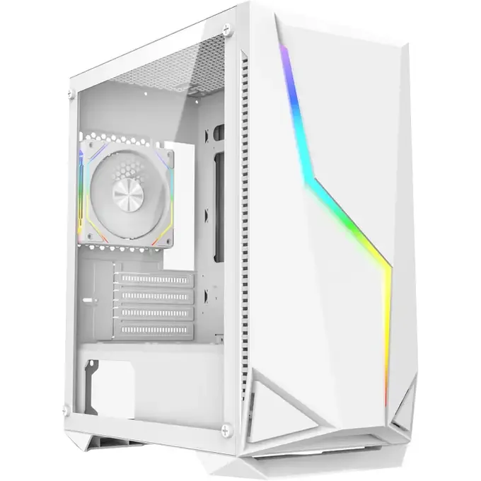 CiT Volt White Micro-ATX Gaming Case With 1 x 120mm Two-Sided Infinity ARGB Fan 1 x PWM White Fan ARGB LED Strip Included, image 1 of 1