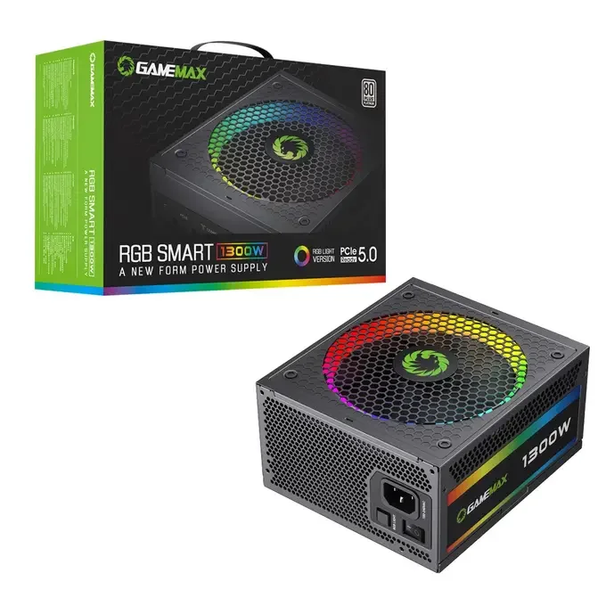 GameMax RGB Smart 1300W 80 Plus Platinum ATX 3.0 PCIe 5.0 Modular Power Supply, image 1 of 1