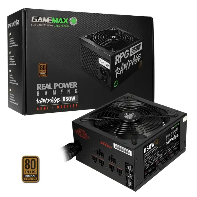 GameMax RPG 850W Rampage PSU 80 Plus Bronze Rated Semi-Modular Power Supply, image 1 of 1
