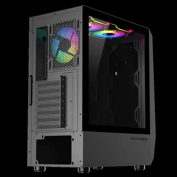 GameMax Time Bandit Infinity Mirror ARGB ATX Mid Tower PC Gaming Case - 3 x 120mm ARGB Fans - Black - GMX-TIMEBANDIT, image 1 of 1