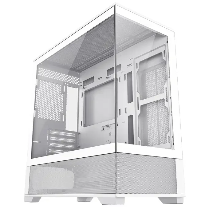 GameMax Vista Mini White MATX Gaming Case with Tempered Glass Front and Side Panels and GameMax V4.0 ARGB PWM 9 Port Fan Hub Included, image 1 of 1