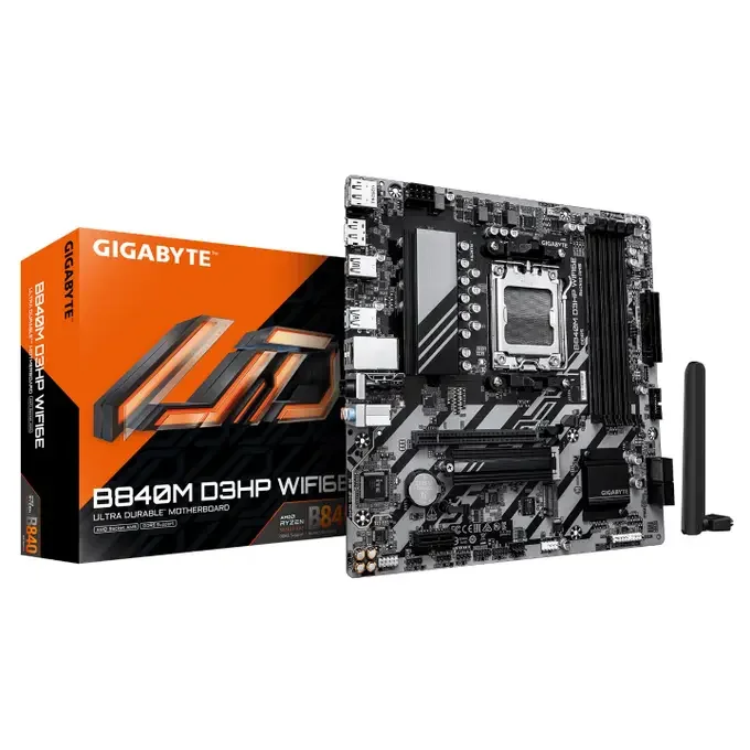 Gigabyte B840M D3HP WIFI6E AM5 B840 Micro-ATX Motherboard - DDR5, WIFI 6E, image 1 of 1