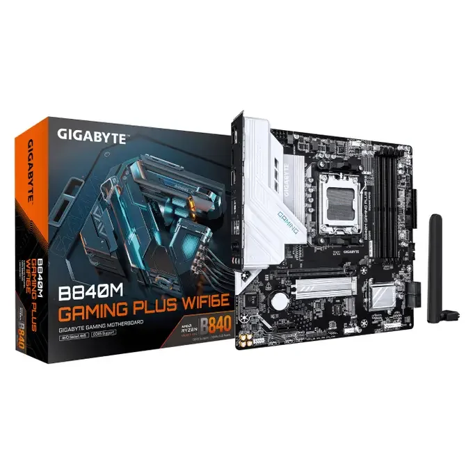 Gigabyte B840M GAMING PLUS WIFI6E AM5 B840 Micro-ATX Motherboard - DDR5, WIFI 6E, image 1 of 1